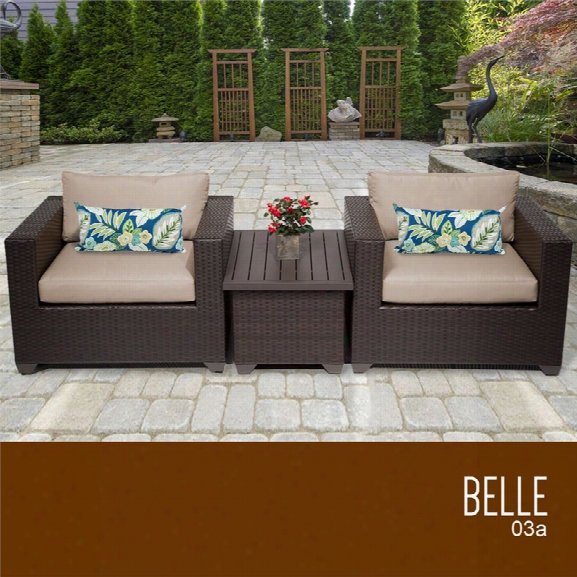 Tkc Belle 3 Piece Patio Wicker Conversation Set