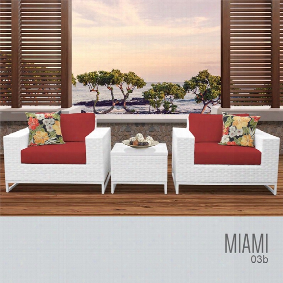 Tkc Miami 3 Piece Patio Wicker Conversation Set In Red