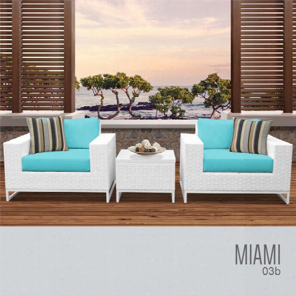 Tkc Miami 3 Piece Patio Wicker Conversation Set In Turquoise