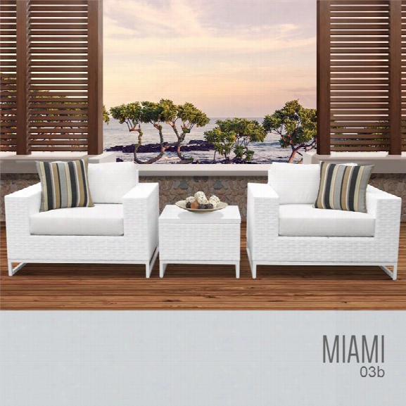 Tkc Miami 3 Piece Patio Wicker Conversation Set In White