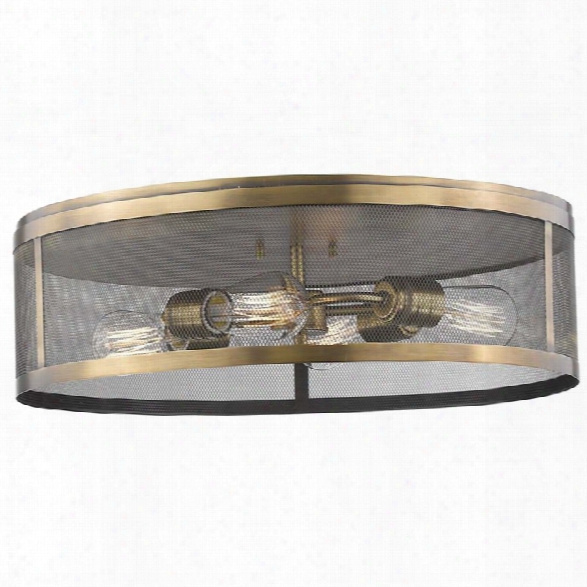 Z-lite Meshsmith 4 Light Flush Mount In Natural Brass