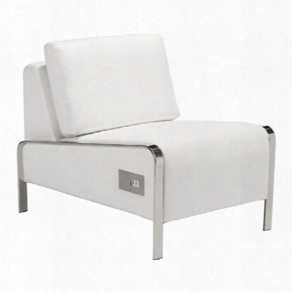 Zuo Thor Faux Leather Armless Accent Chair In White