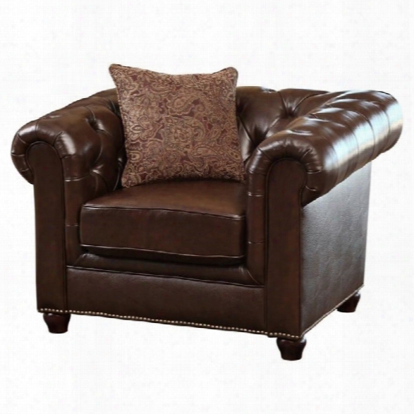 Abbyson Living Alexandra Leather Arm Chair In Brown