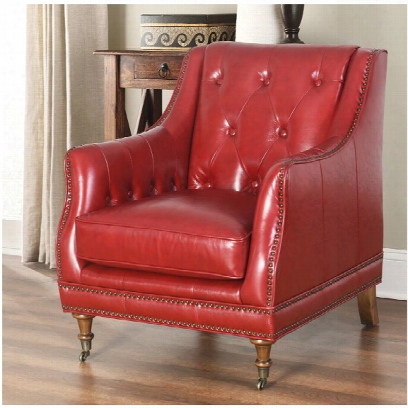 Abbyson Living Jordan Top Grain Waxed Leather Chair In Red