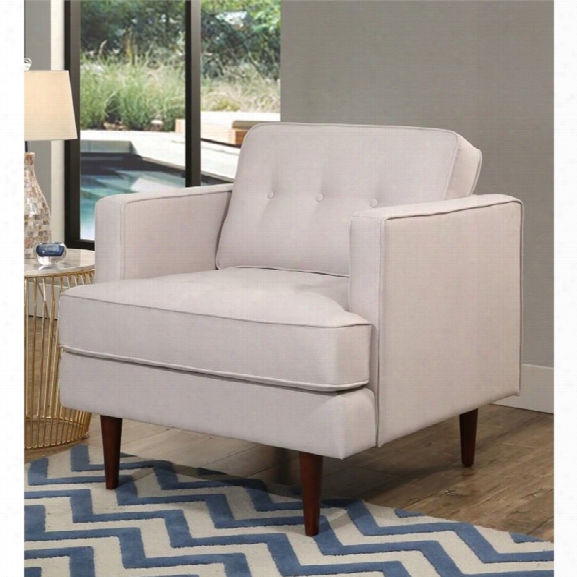 Abbyson Living Justin Mid Century Tufted Armchair In Ivory