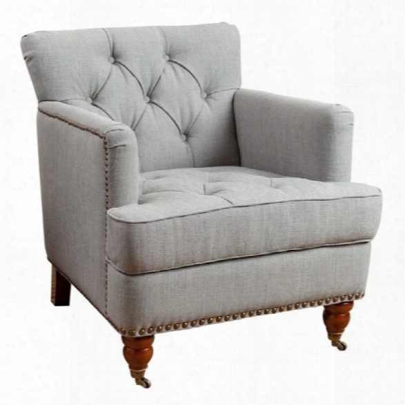 Abbyson Living Matta Nailhead Linen Club Chair In Gray