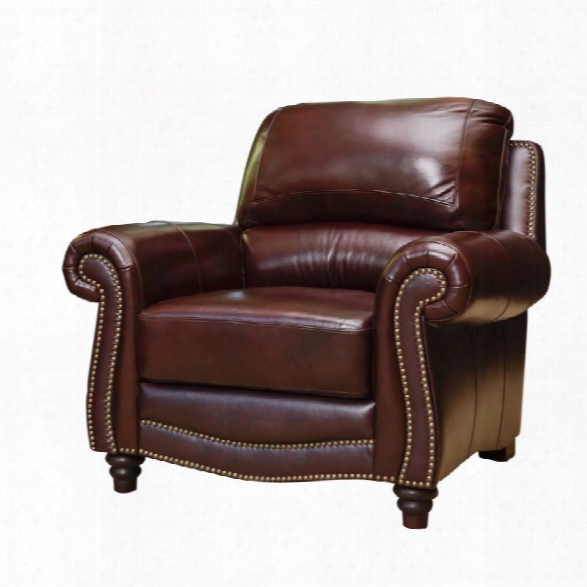 Abbyson Living Terbella Leather Accent Chair In Dark Burgundy