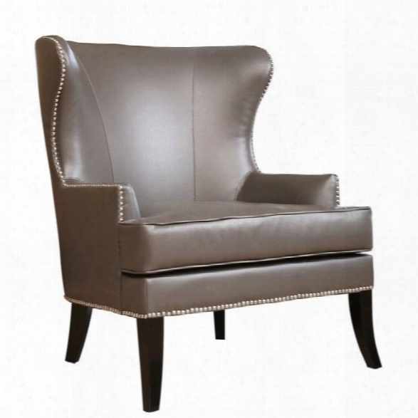 Abbyson Living Vienna Leather Nailhead Accent Chair In Gray