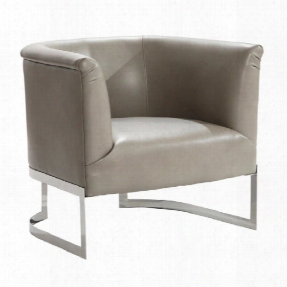 Armen Living Elite Leather Accent Chair In Smoke