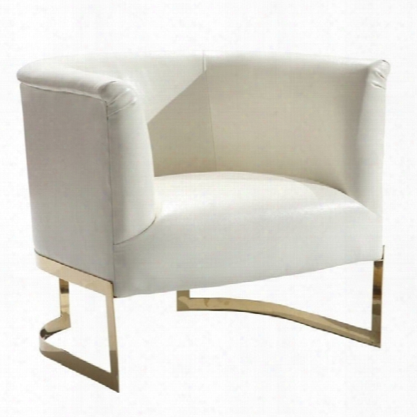 Armen Living Elite Leather Accent Chair In White