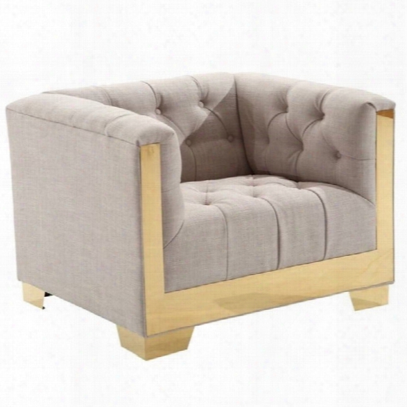 Armen Living Zinc Tweed Chair In Taupe And Gold