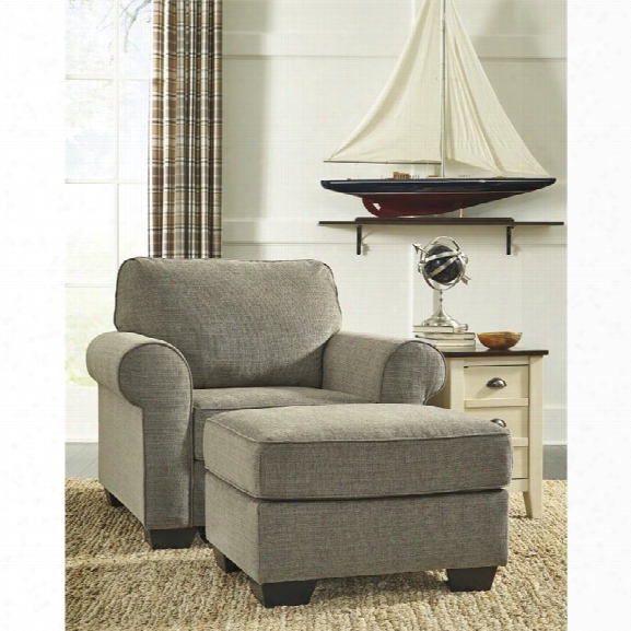 Ashley Baveria Accent Chair With Ottoman In Fog