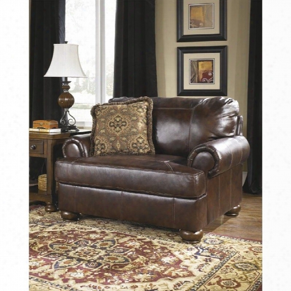 Ashley Furniture Axiom Leather Accent Chair In Walnut