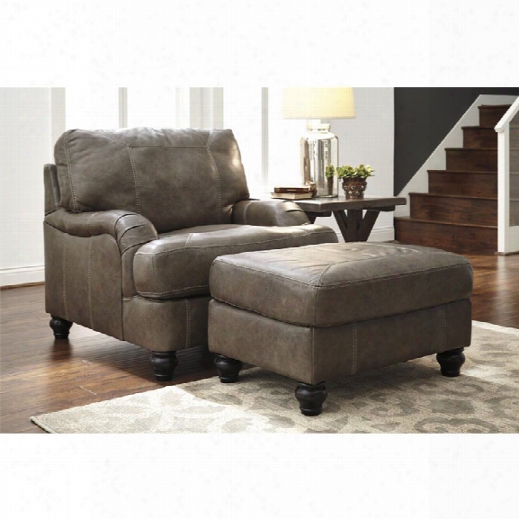 Ashley Kannerdy Accent Chair With Ottoman In Quarry