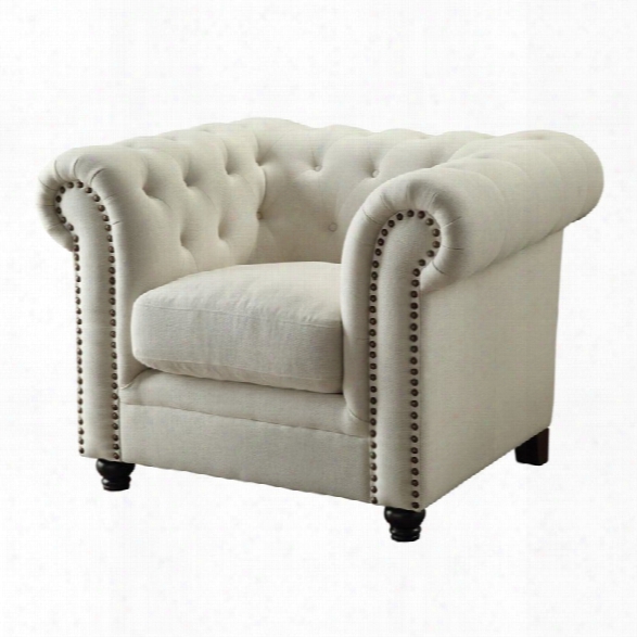 Coaster Fabric Button Tufted Accent Chair In Cream