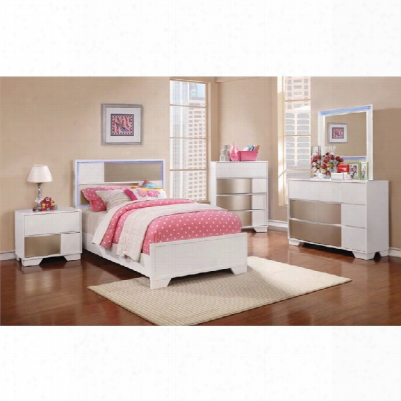 Coaster Havering 4 Piece Twin Led Panel Bedroom Set In Blanco