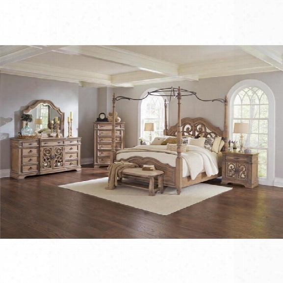 Coaster Ilana 5 Piece California King Mirrored Canopy Bedroom Set