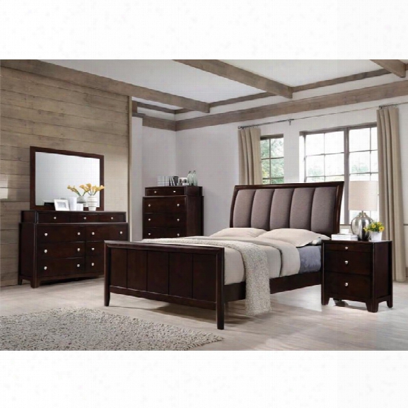 Coaster Maddison 5 Piece Upholstered King Bedroom Set In Taupe Gray