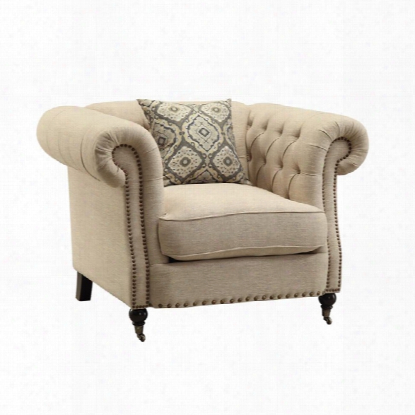 Coaster Trivellato Button Tufted Accent Chair In Oatmeal