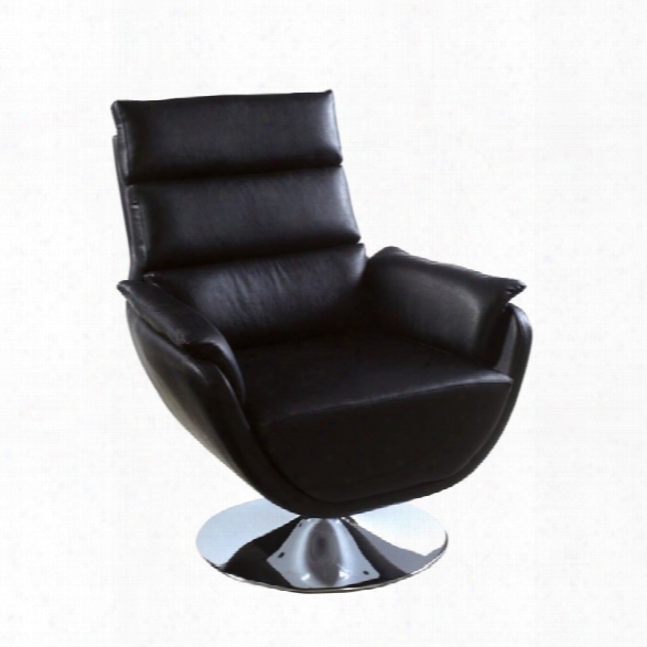 Furniture Of America Frarar Faux Leather Swivel Accent Chair In Black