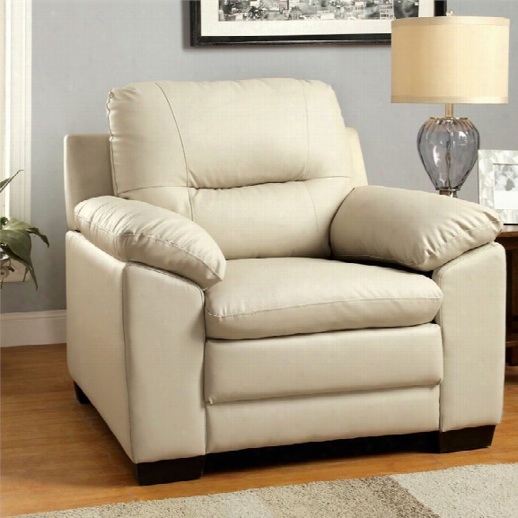 Furniture Of America Pallan Leather Accent Chair In Ivory