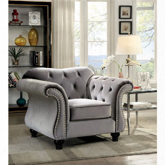 Furniture Of America Sharon Tufted Accent Chair In Gray