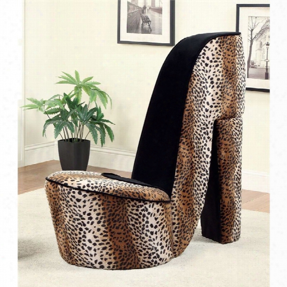 Furniture Of America Starlet Flannelette Heel Accent Chair In Leopard