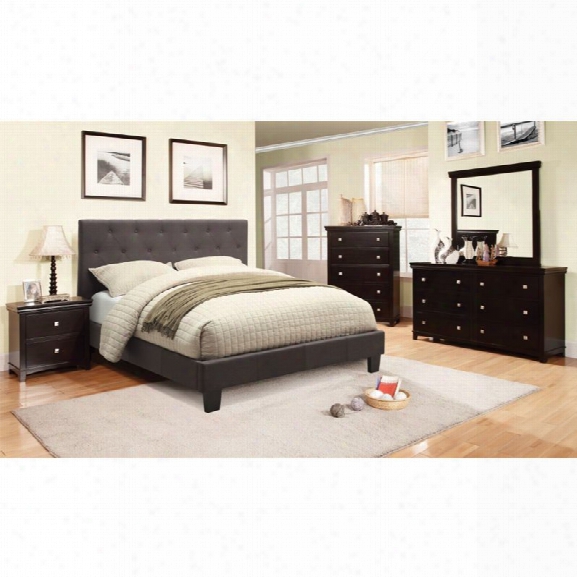 Furniture Of America Warscher 4 Piece Upholstered King Bedroom Set