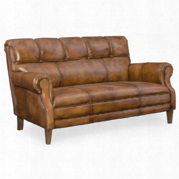 Hooker Furniture Watson Stationary Leather Settee In Brown