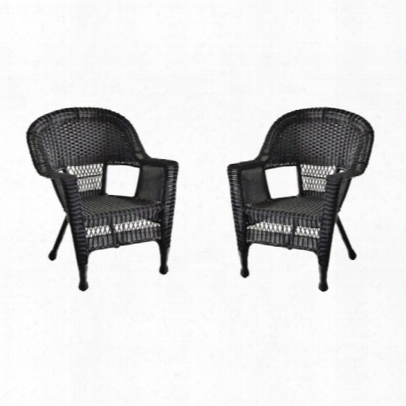 Jeco Wicker Chair In Espresso (set Of 4)