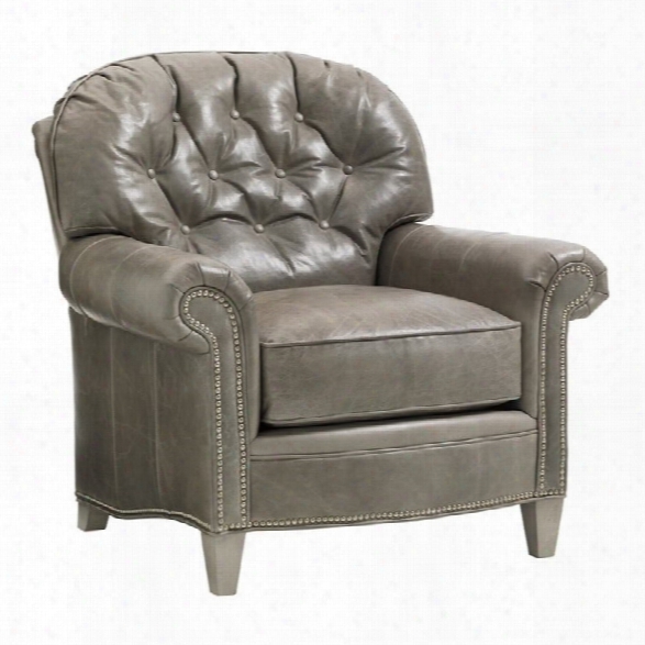 Lexington Oyster Bay Bayville Tufted Leather Arm Chair In Milllstone