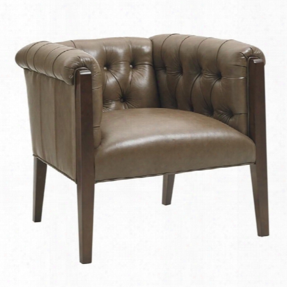 Lexington Oyster Bay Brookville Tufted Leather Arm Chair In Milllstone