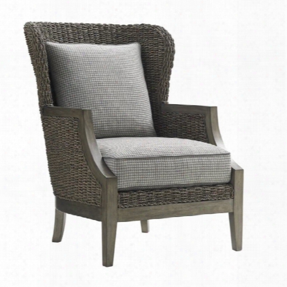 Lexington Oyster Bay Seaford Wicker Accent Chair In Gray Plaid