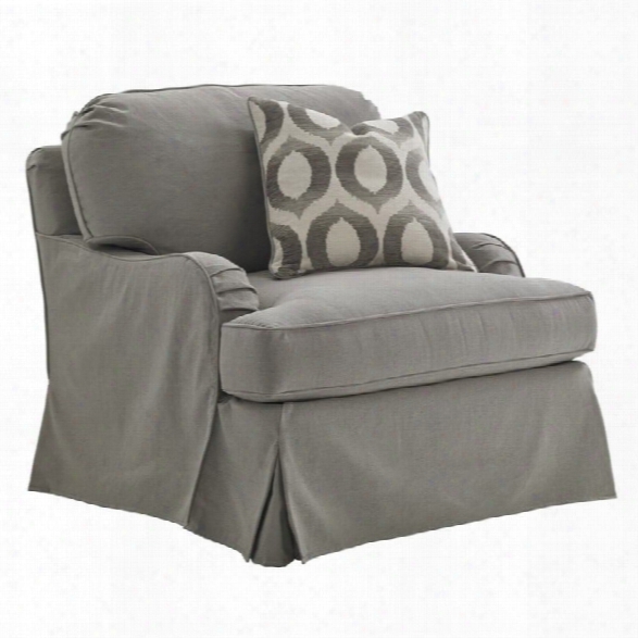 Lexington Oyster Bay Stowe Slipcover Swivel Arm Chair In Gray