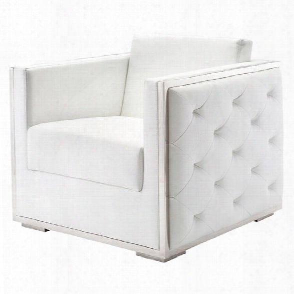 Nuevo Boxer Faux Leather Upholstered Accent Chair In White