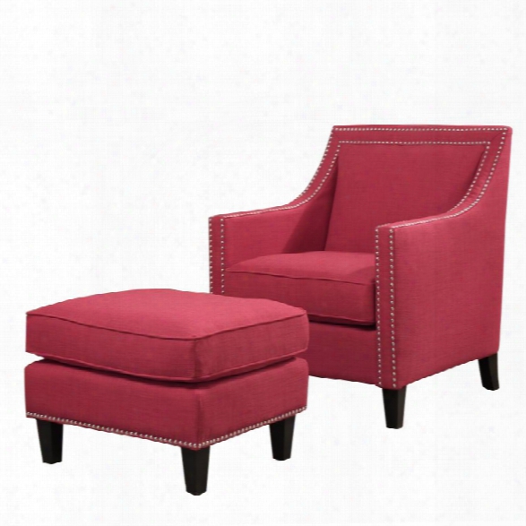 Picket House Furnishings Emery Chair With Ottoman In Berry