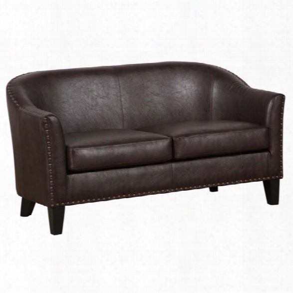 Pri Leather Upholstered Settee In Brown