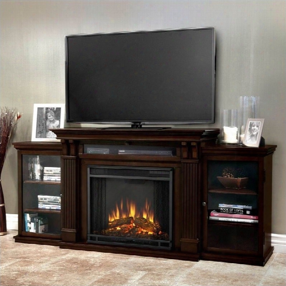 Real Flame Ashley Tv Stand With Electric Fireplace In Dark Walnut