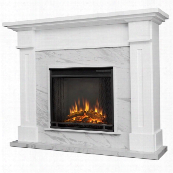 Real Flame Kipling Electric Fireplace In White Marble