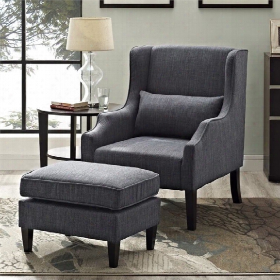 Simpli Home Ashbury Wingback Club Chair And Ottoman In Gray