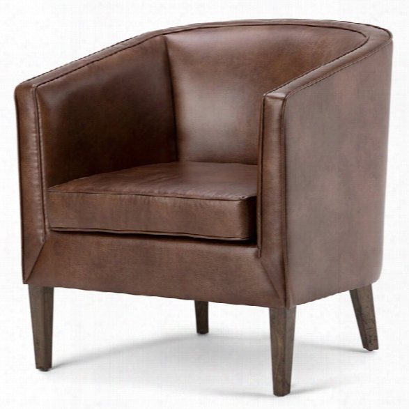 Simpli Home Mitchum Tub Chair In Disressed Brown