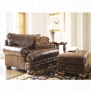 Ashley Chaling DuraBlend Accent Chair with Ottoman in Antique