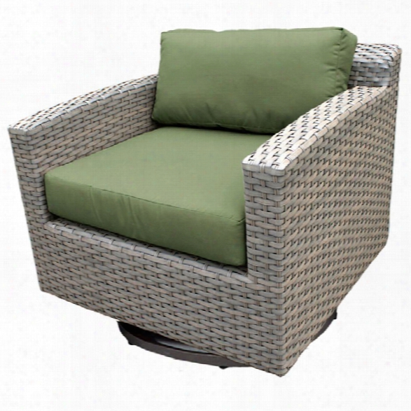 Tkc Florence Patio Wicker Swivel Chair In Green