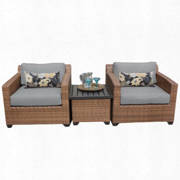 Tkc Laguna 3 Piece Patio Wicker Conversation Set Ih Gray