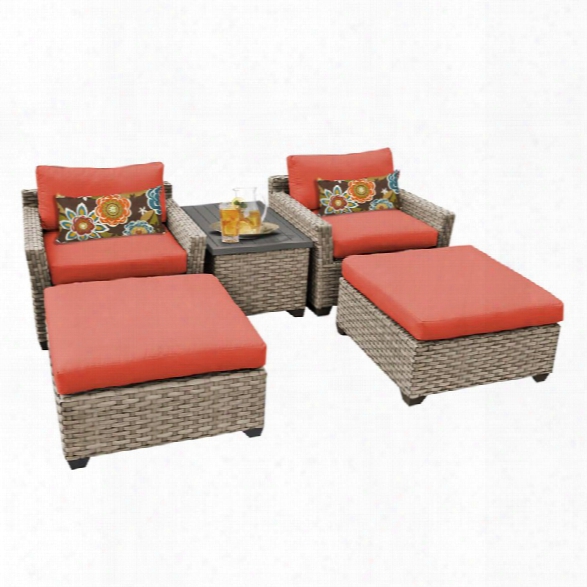 Tkc Monterey 5 Piece Patio Wicker Conversation Set In Orange