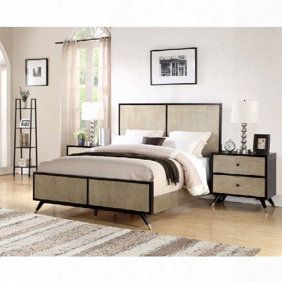 Abbyson Living Braxton 3 Piece Mid Century King Bedroom Set In Gold