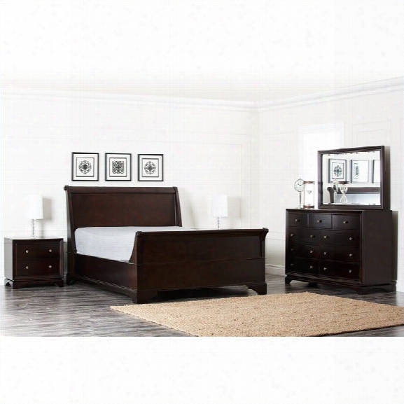 Abbyson Living Capriva 5 Piece Queen Bedroom Set In Brown