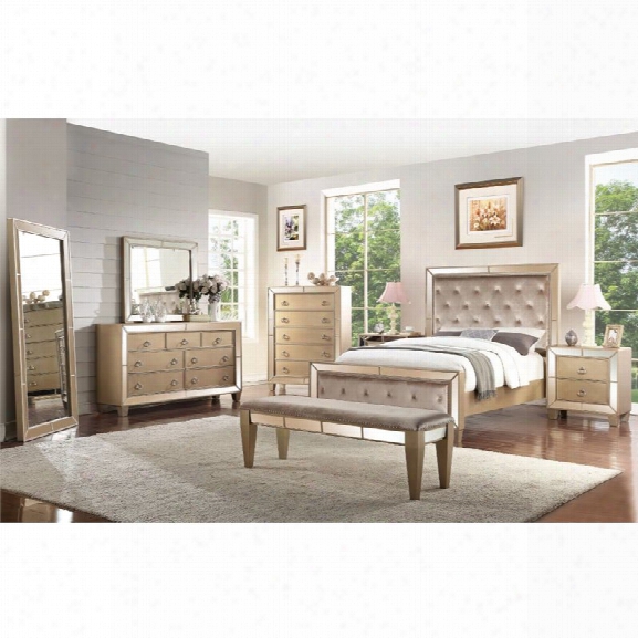 Abbyson Living Francesca 8 Piece King Panel Bedroom Set In Gold