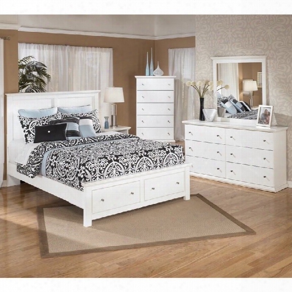 Ashley Bostwick Shoals 5 Piece Wood Queen Storage Bedroom Set In White