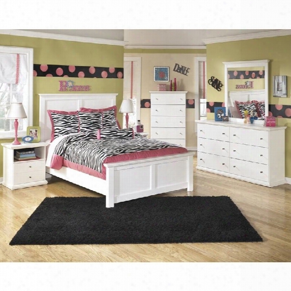 Ashley Bostwick Shoals 6 Piece Wood Full Panel Bedroom Set In Pure